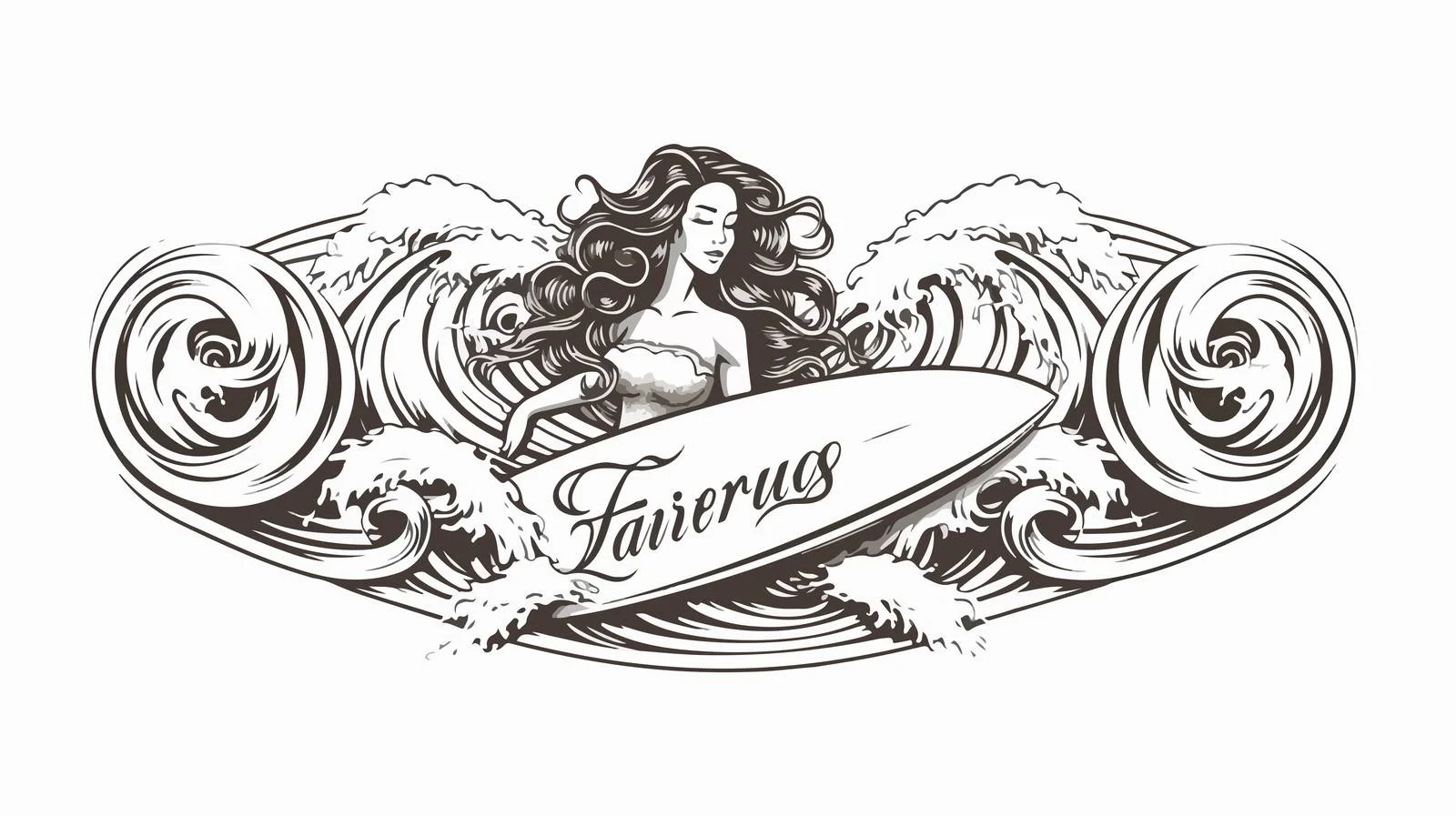 Surfing Woman Badge — free download from Dotvec