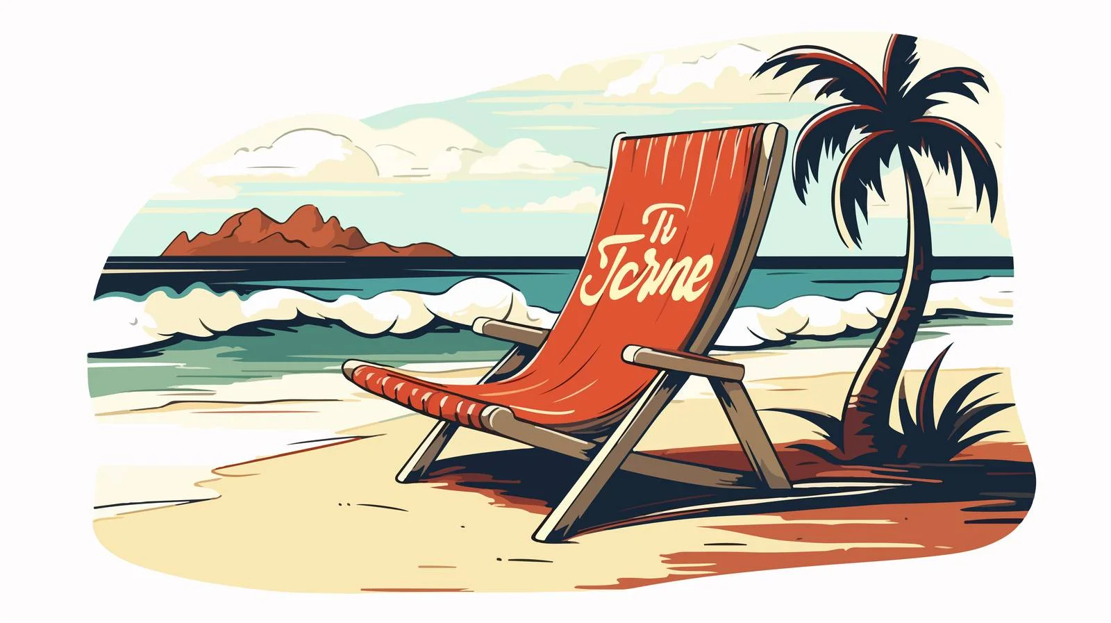 Hand-drawn Beach Badge with Chaise Longue — free download from Dotvec