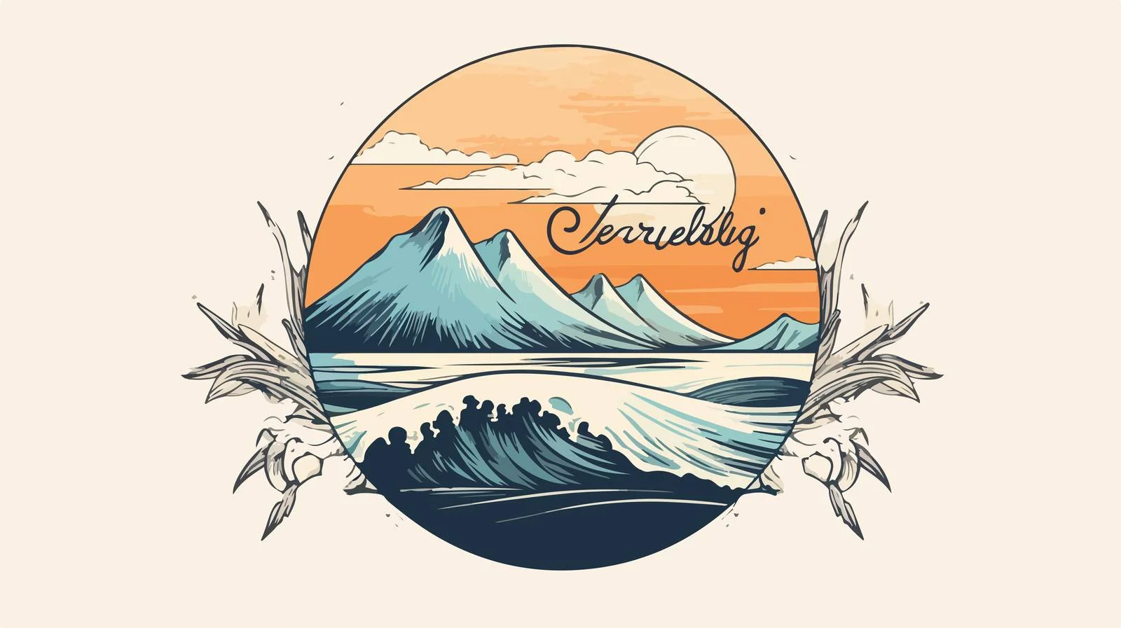 Hand-drawn Surf Badge — free download from Dotvec