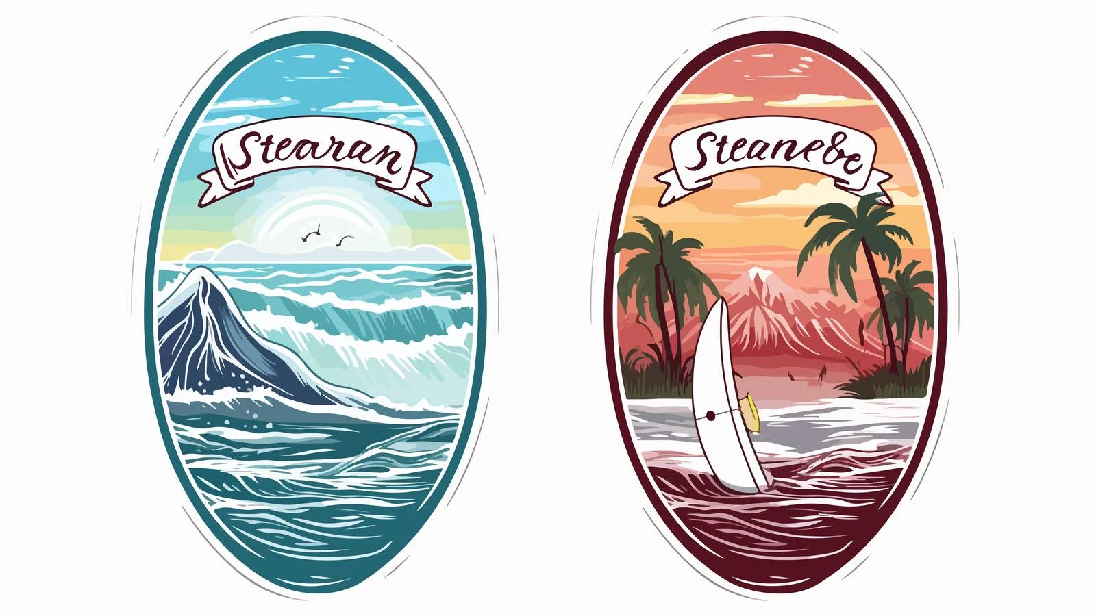 Hand-drawn Surf Badge — free download from Dotvec