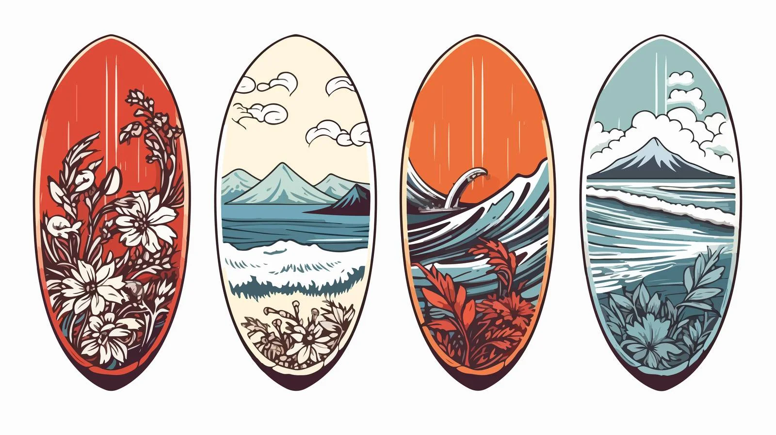 Hand-Drawn Surf Badge Design — free download from Dotvec