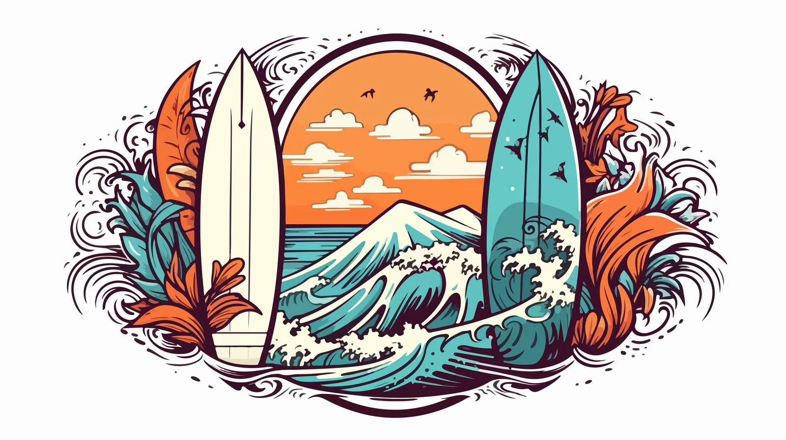 Hand-Drawn Surf Badge — free download from Dotvec