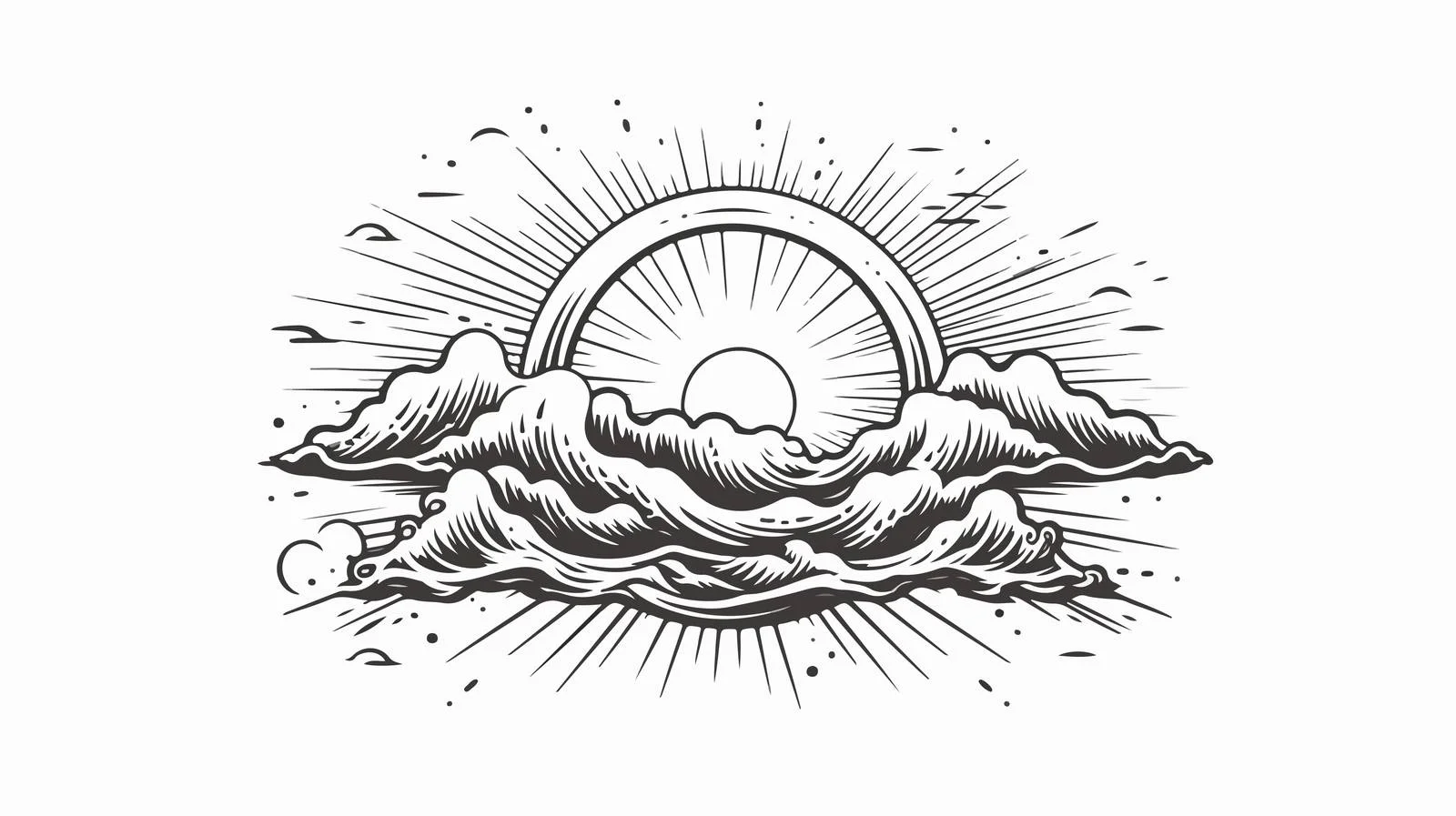 Sun Waves Badge Illustration — free download from Dotvec