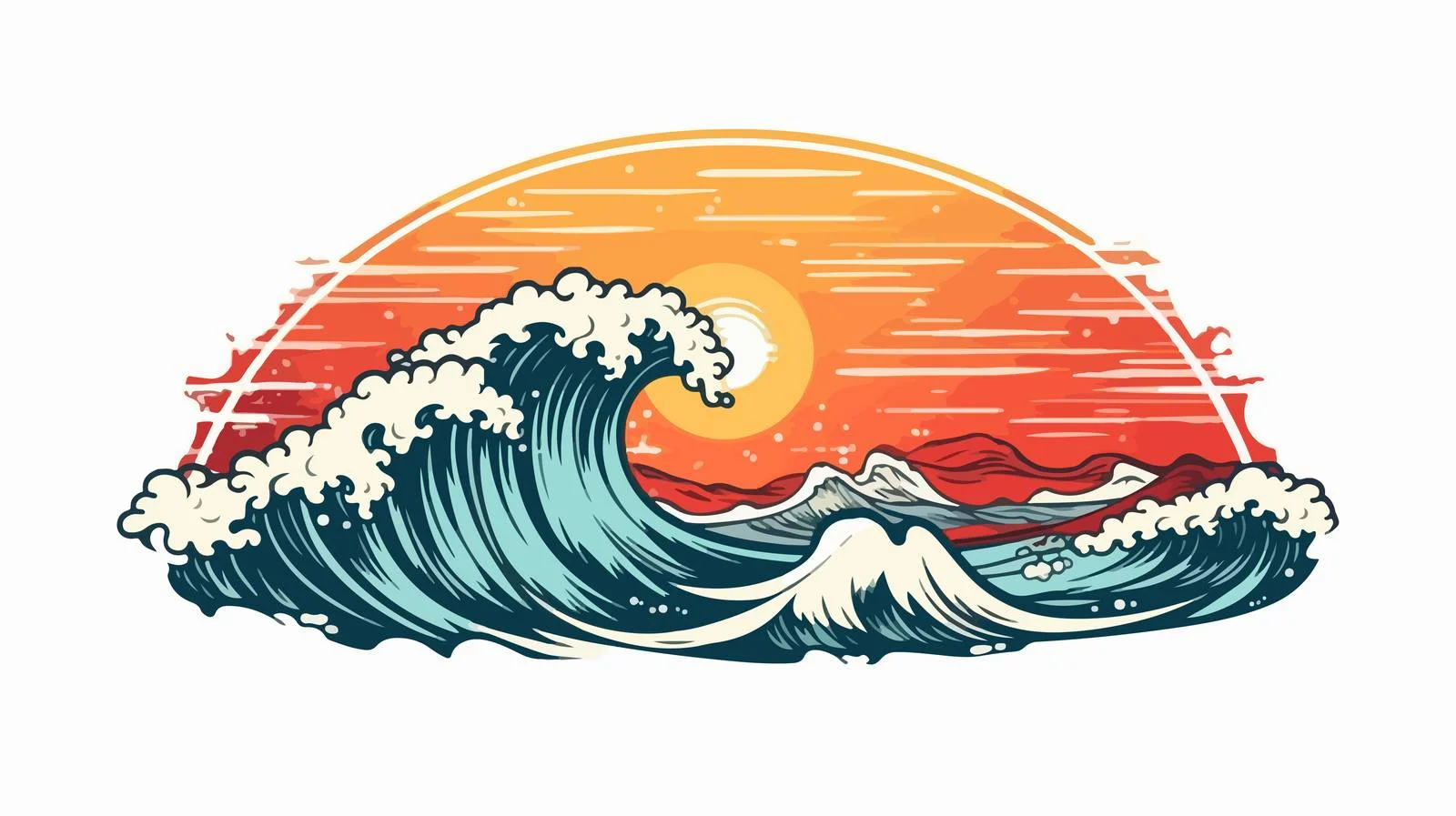 Hand-Drawn Sun Waves Badge — free download from Dotvec