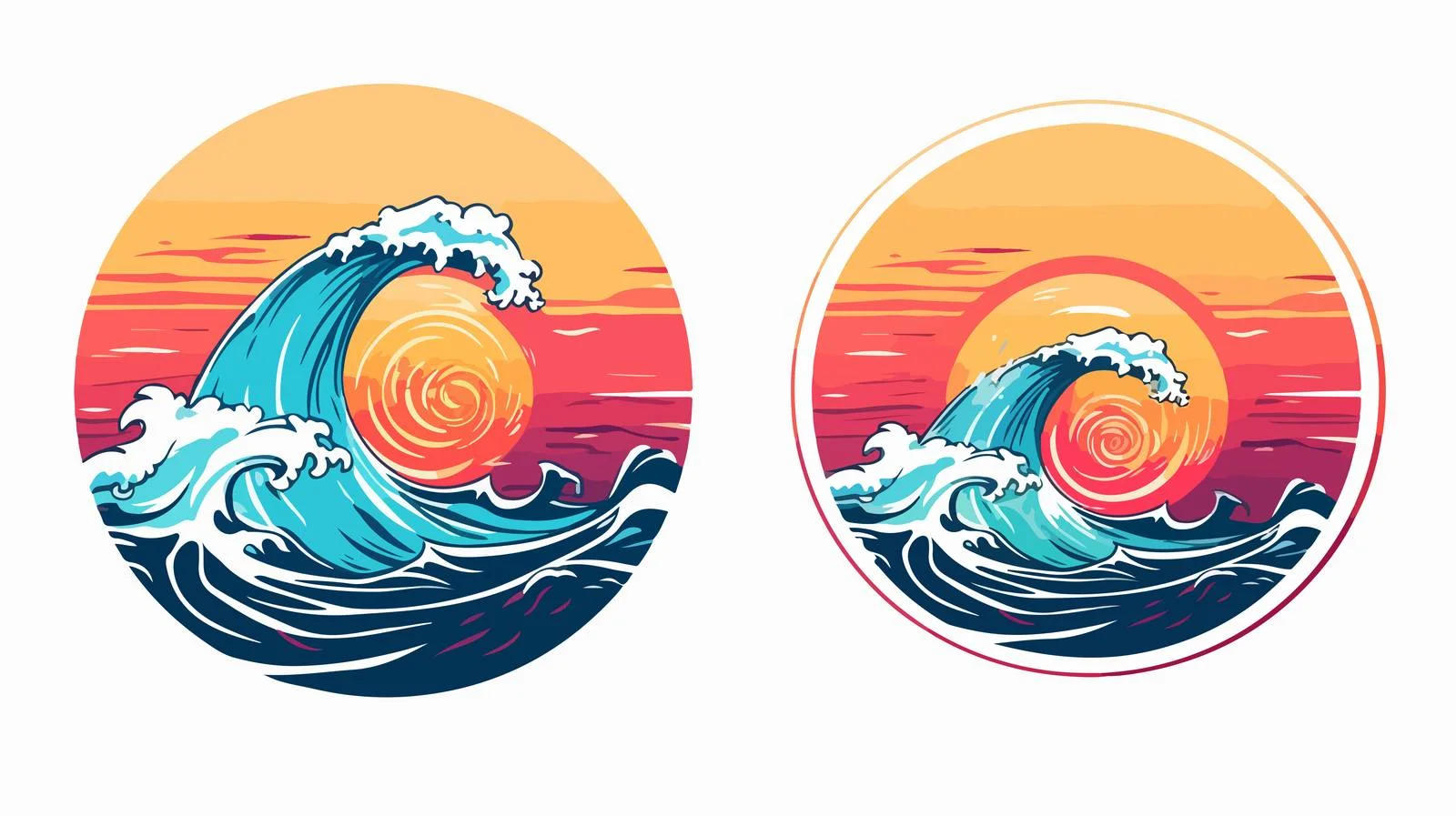 Sun Waves Hand-Drawn Badge — free download from Dotvec