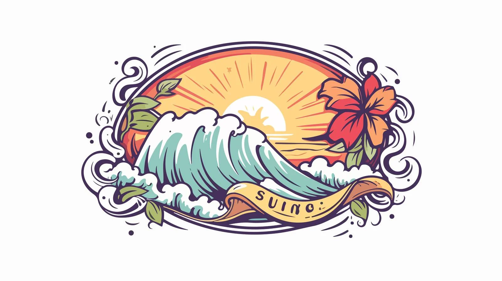 Hand-Drawn Sun Waves Badge — free download from Dotvec