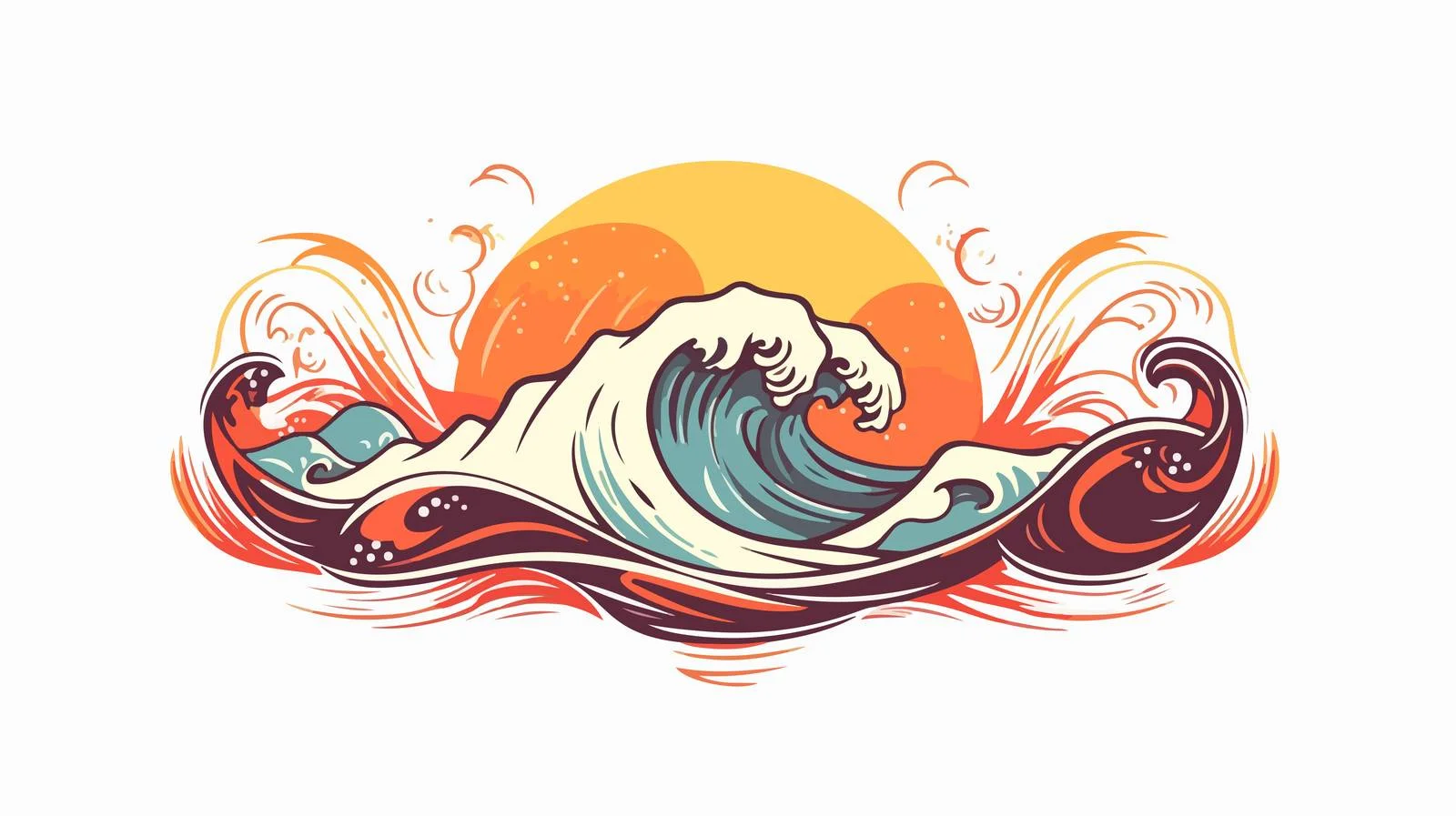 Hand-Drawn Sun and Waves Badge — free download from Dotvec