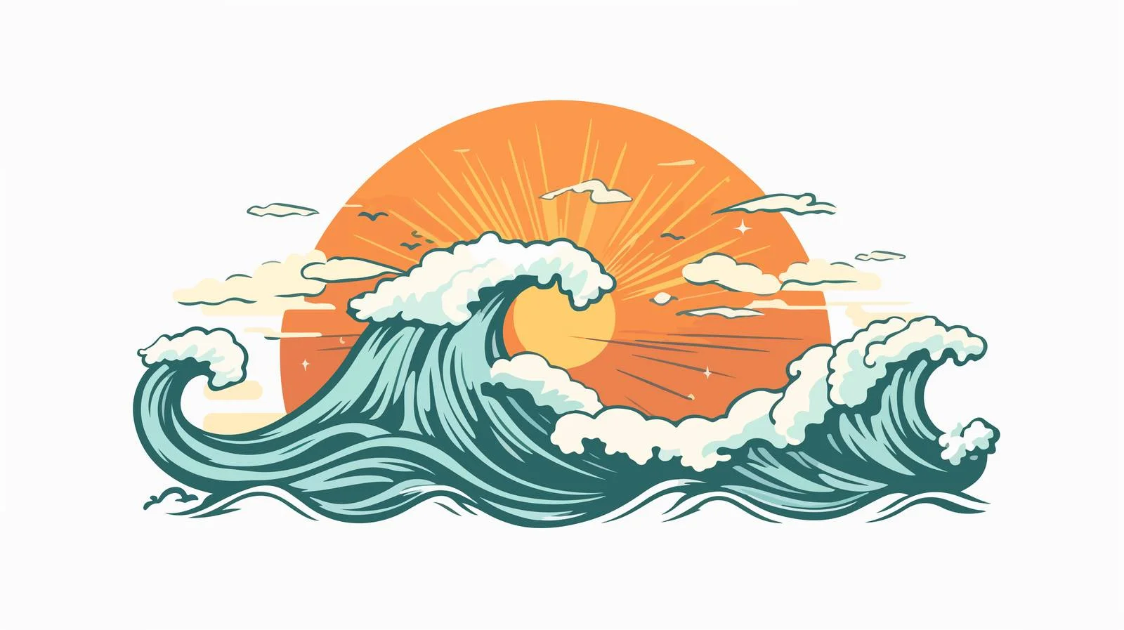Hand-drawn Sun Wave Badge — free download from Dotvec