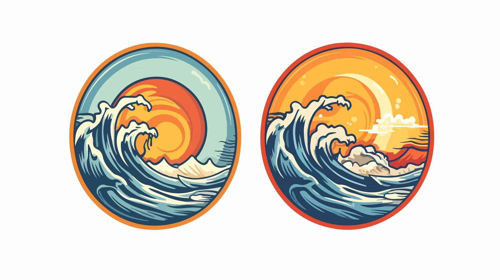 Hand Drawn Sun Waves Badge — free download from Dotvec