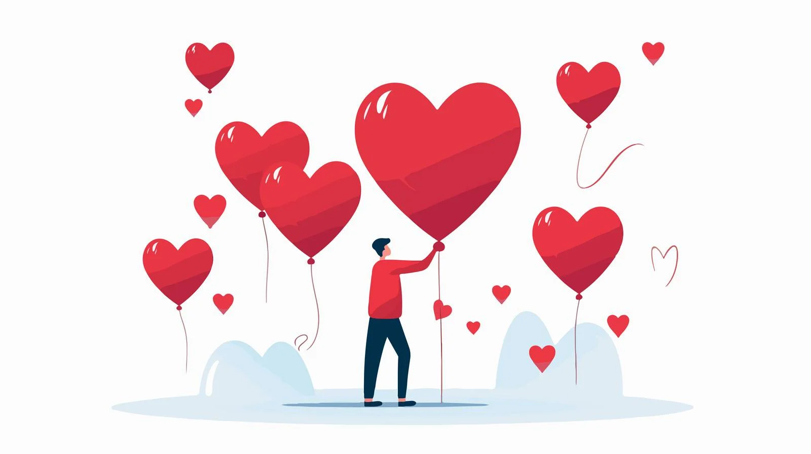 Joyful Man with Balloons Illustration — free download from Dotvec