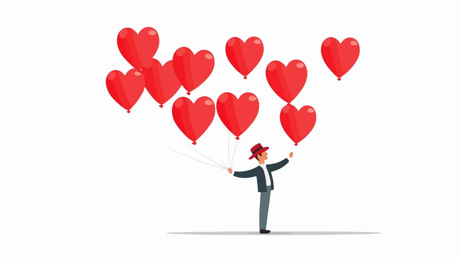 Simple Man with Balloons Illustration — free download from Dotvec