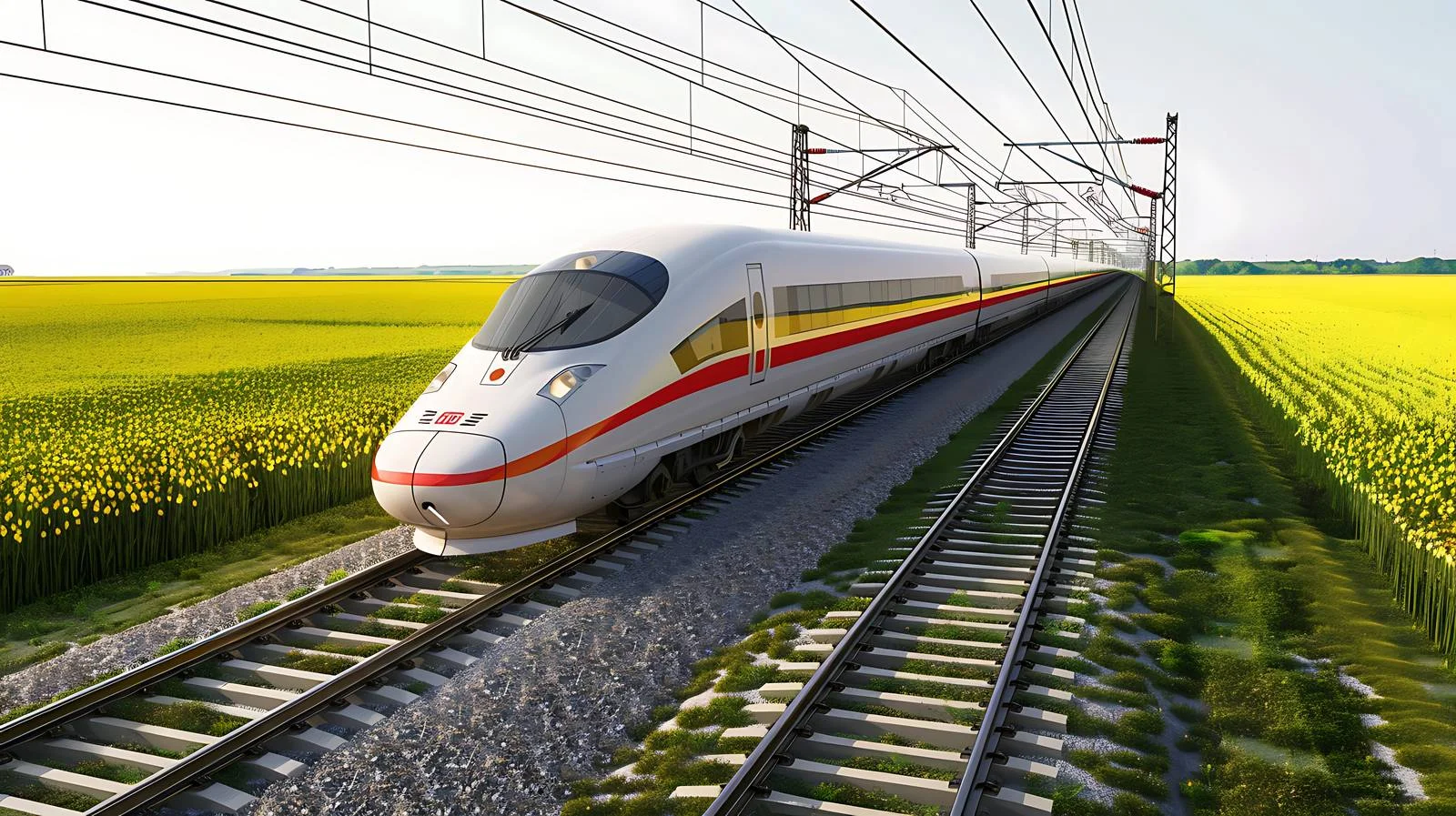 Scenic High-Speed Train Cutting Through Fields — free download from Dotvec