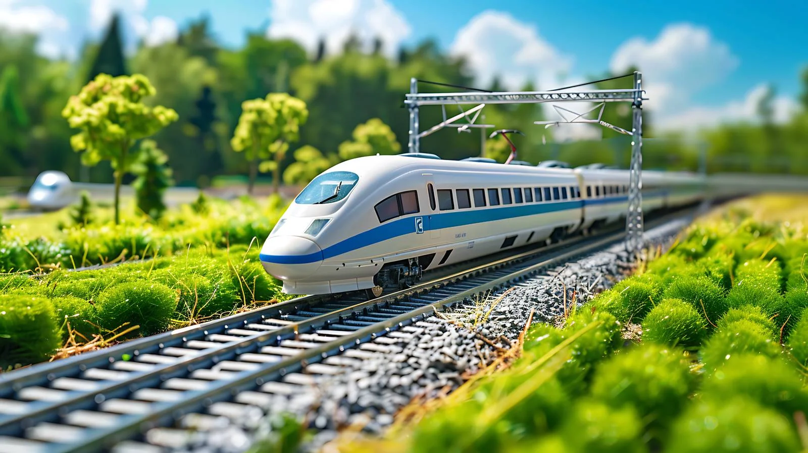 Scenic High-Speed Railway Cutting Through Fields — free download from Dotvec