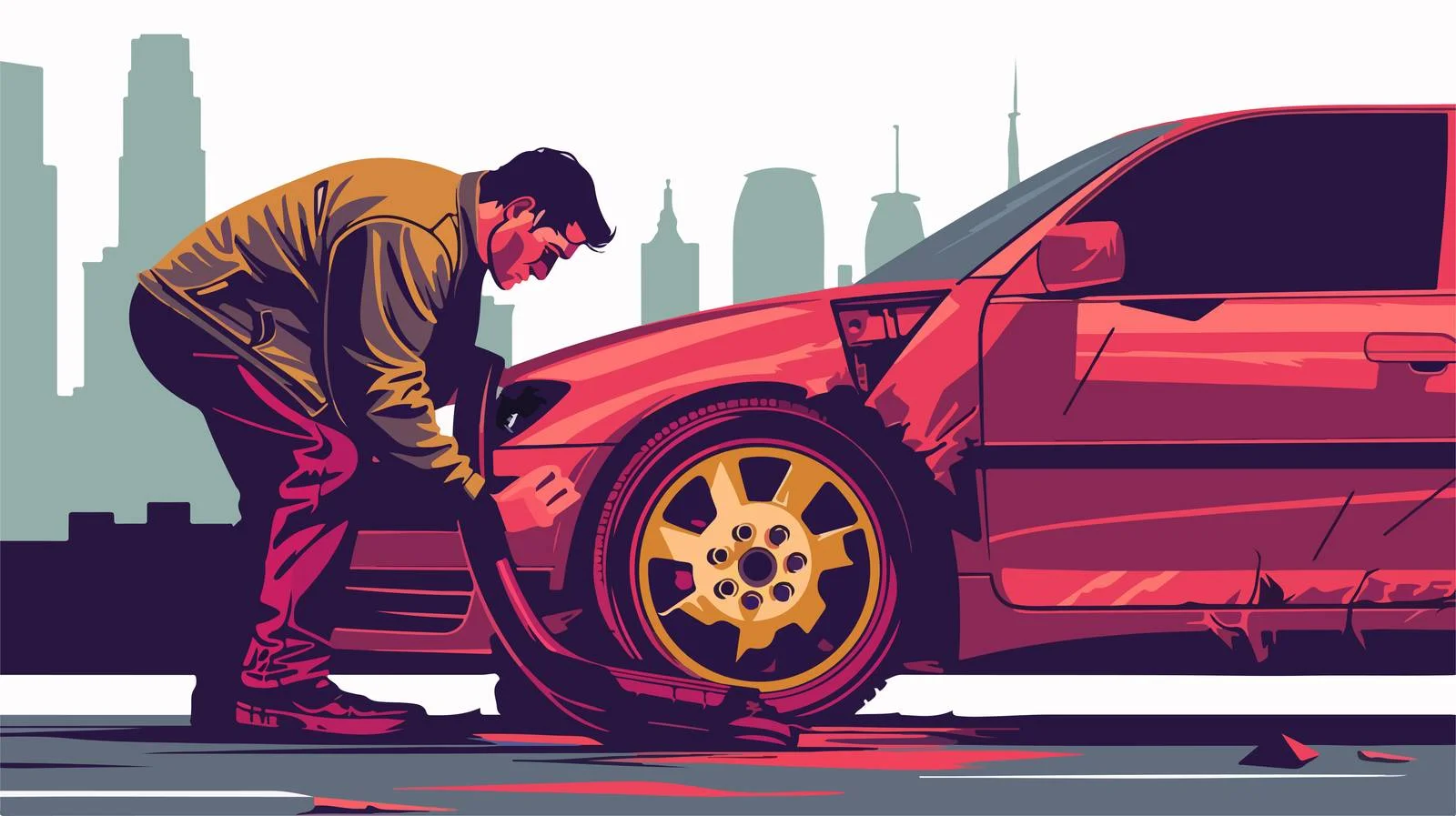 Man Troubled by Car Breakdown — free download from Dotvec