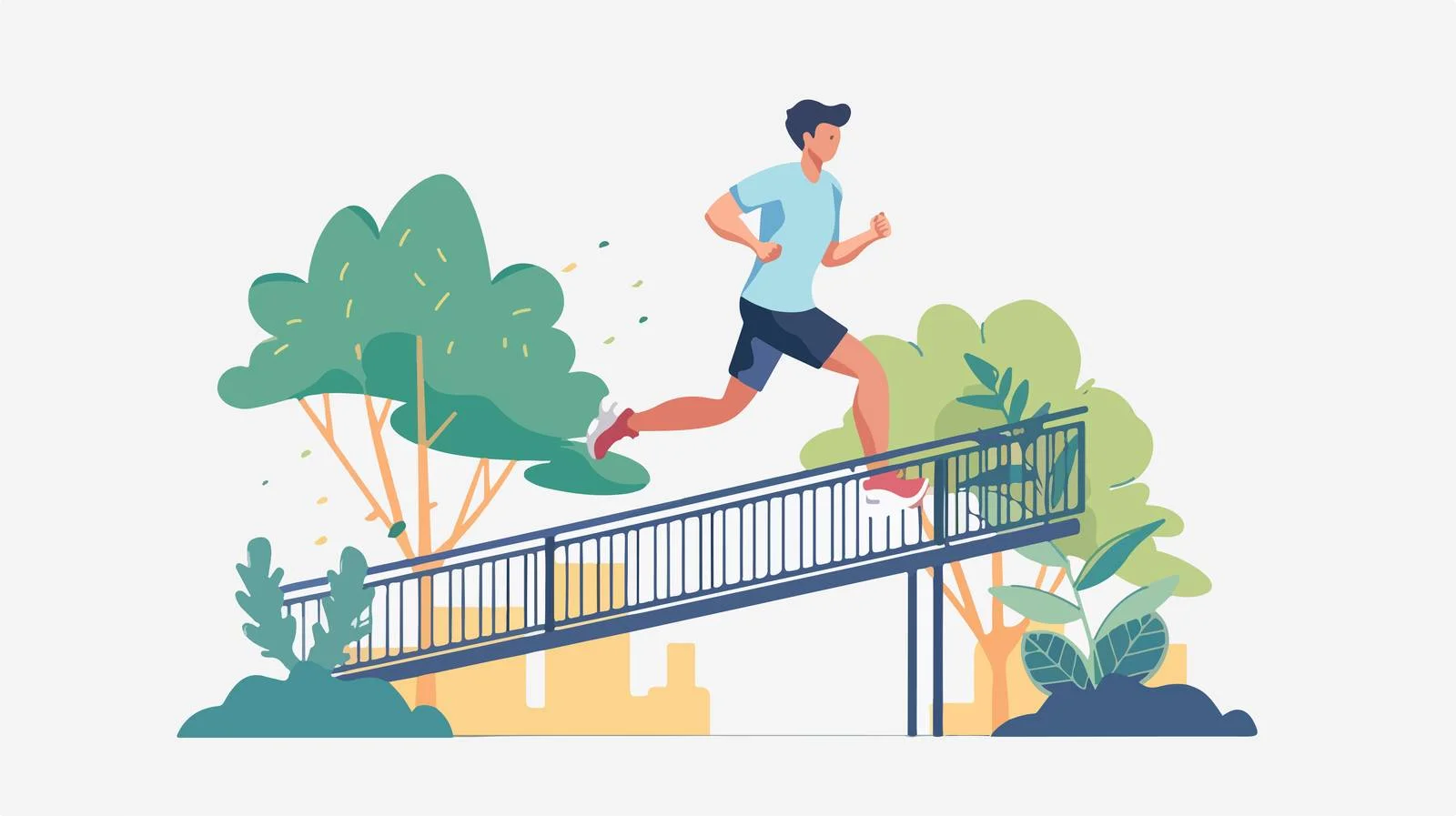Urban Runner Crossing Footbridge — free download from Dotvec