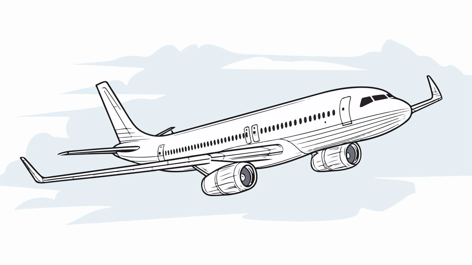 Airplane Line Drawing in Sky — free download from Dotvec