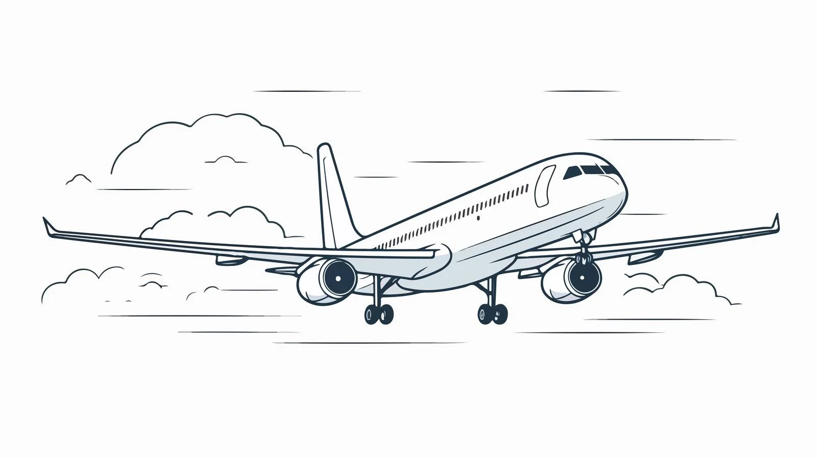 Airplane Line Drawing in Sky — free download from Dotvec
