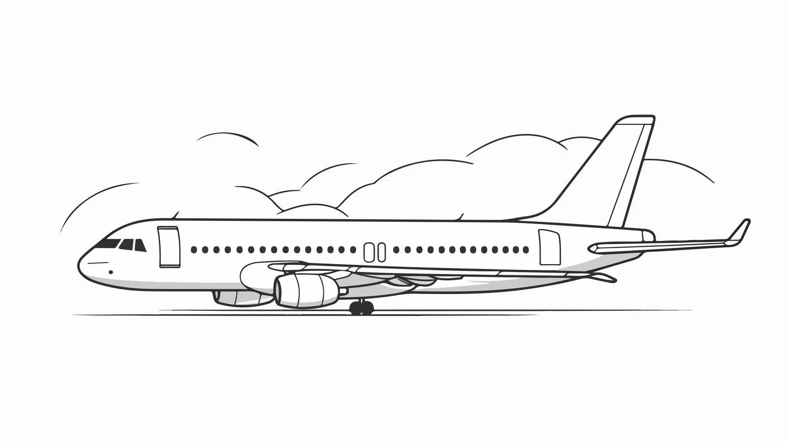 Airplane Line Drawing in Sky — free download from Dotvec