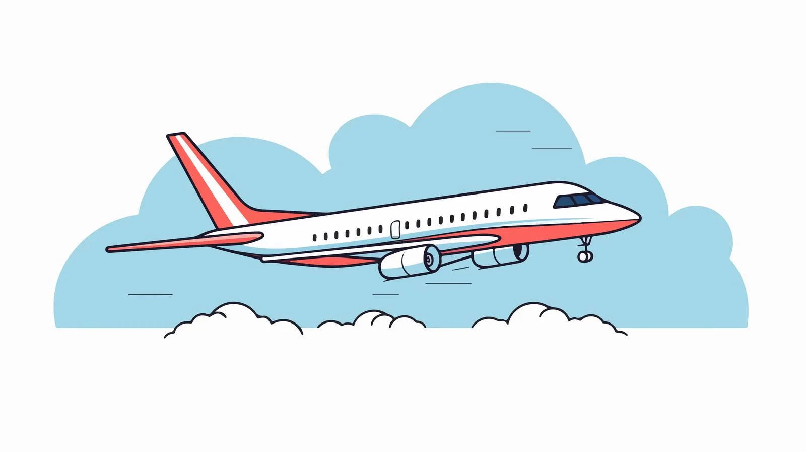 Elegant Passenger Plane Line Drawing — free download from Dotvec