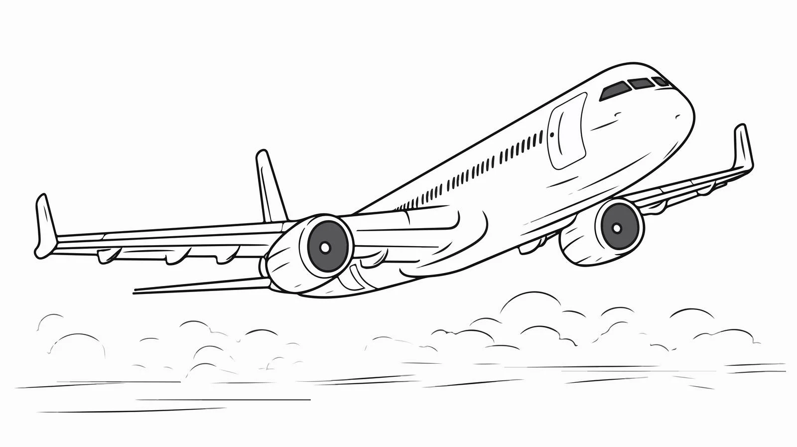 Passenger Plane Line Drawing in Sky — free download from Dotvec