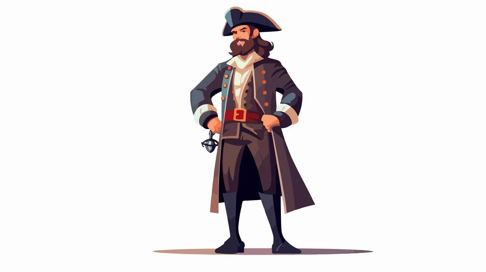 Modern Pirate Figure Standing Isolated — free download from Dotvec