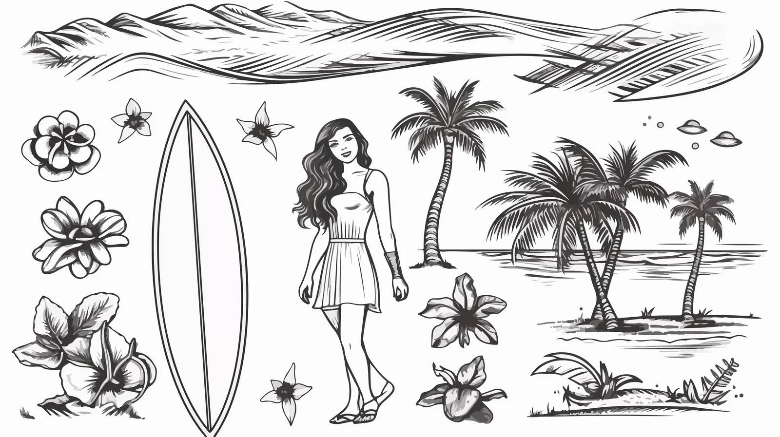 Surfing Elements Collection — free download from Dotvec