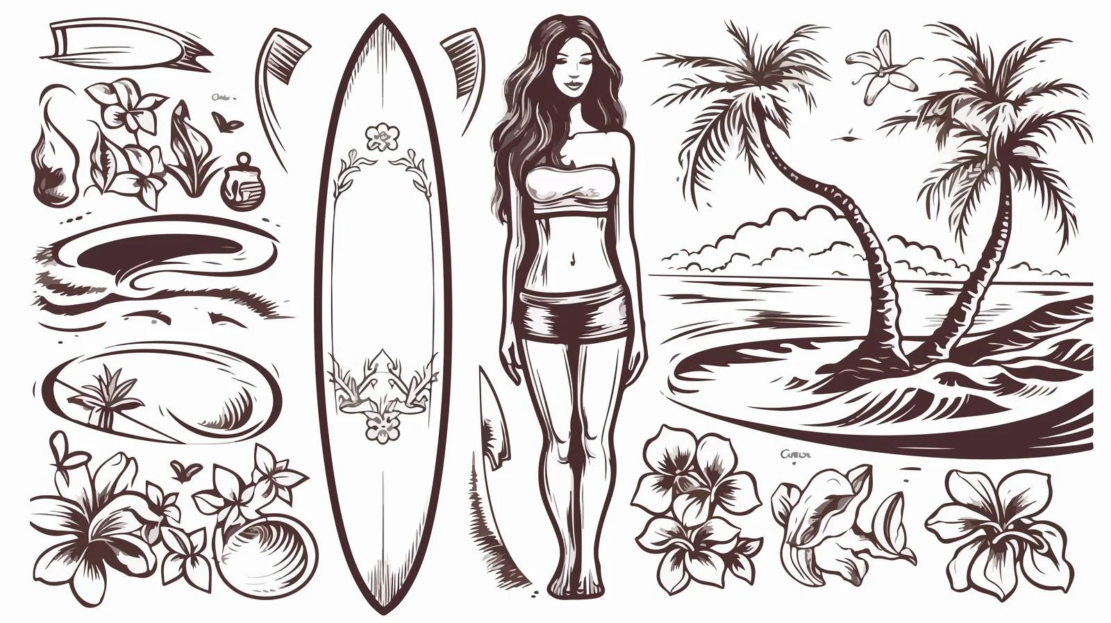 Surfing Elements Collection — free download from Dotvec