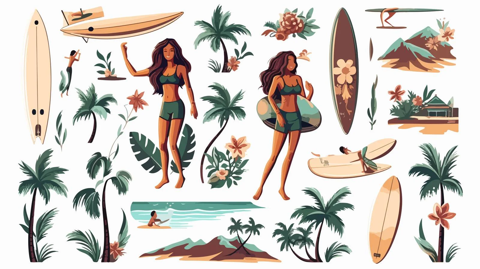 Surfing Elements Collection — free download from Dotvec