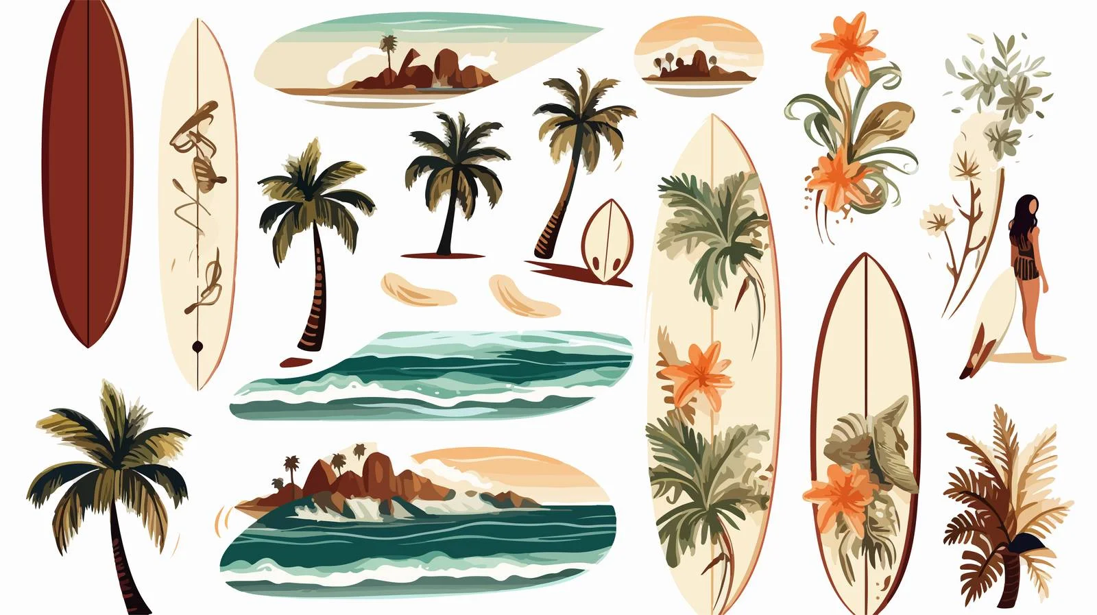 Surfing Elements Set — free download from Dotvec