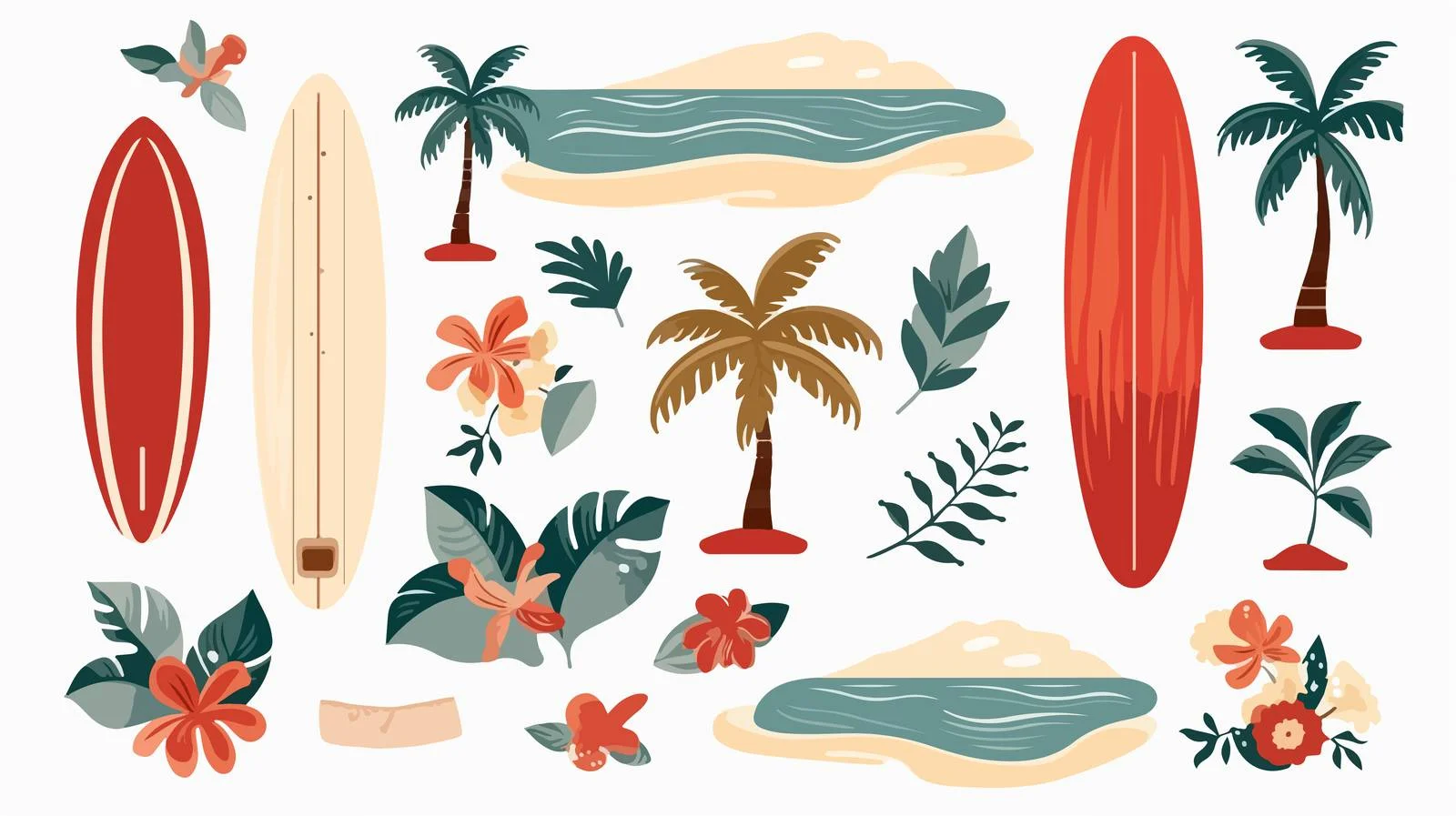 Hand Drawn Surfing Elements Collection — free download from Dotvec