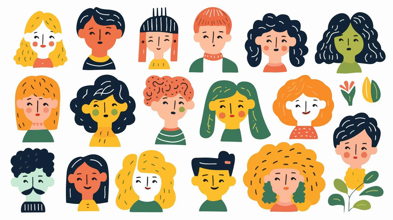 Doodle Faces Collection — free download from Dotvec