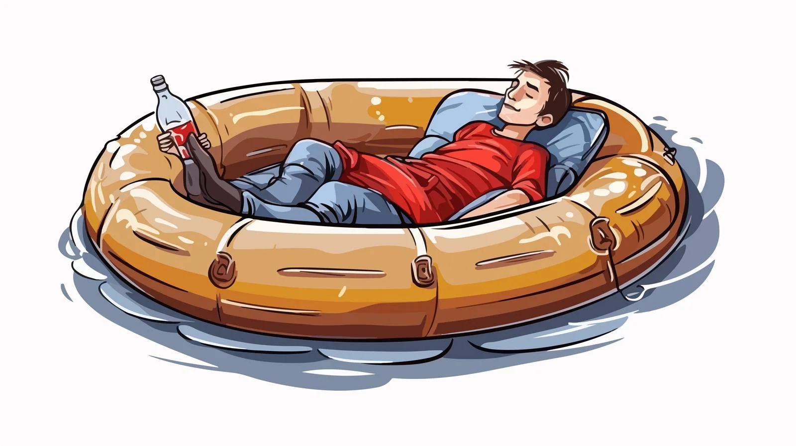 Skeleton with Bottle on Rubber Ring — free download from Dotvec