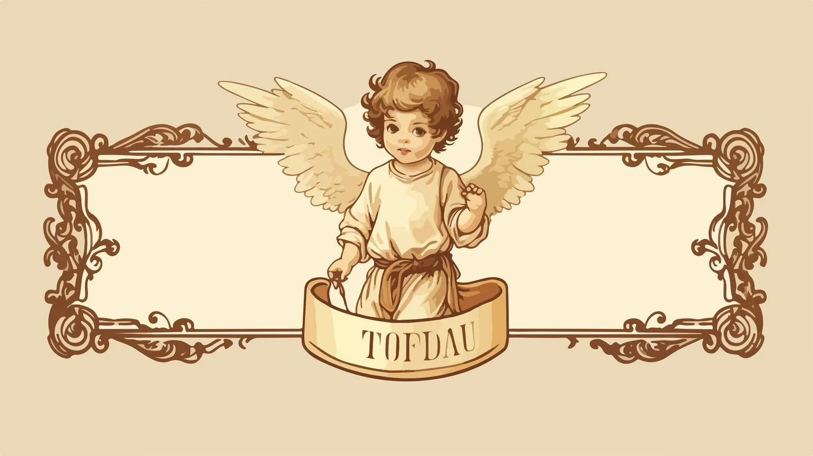 Child Angel Holds Nameplate Image — free download from Dotvec