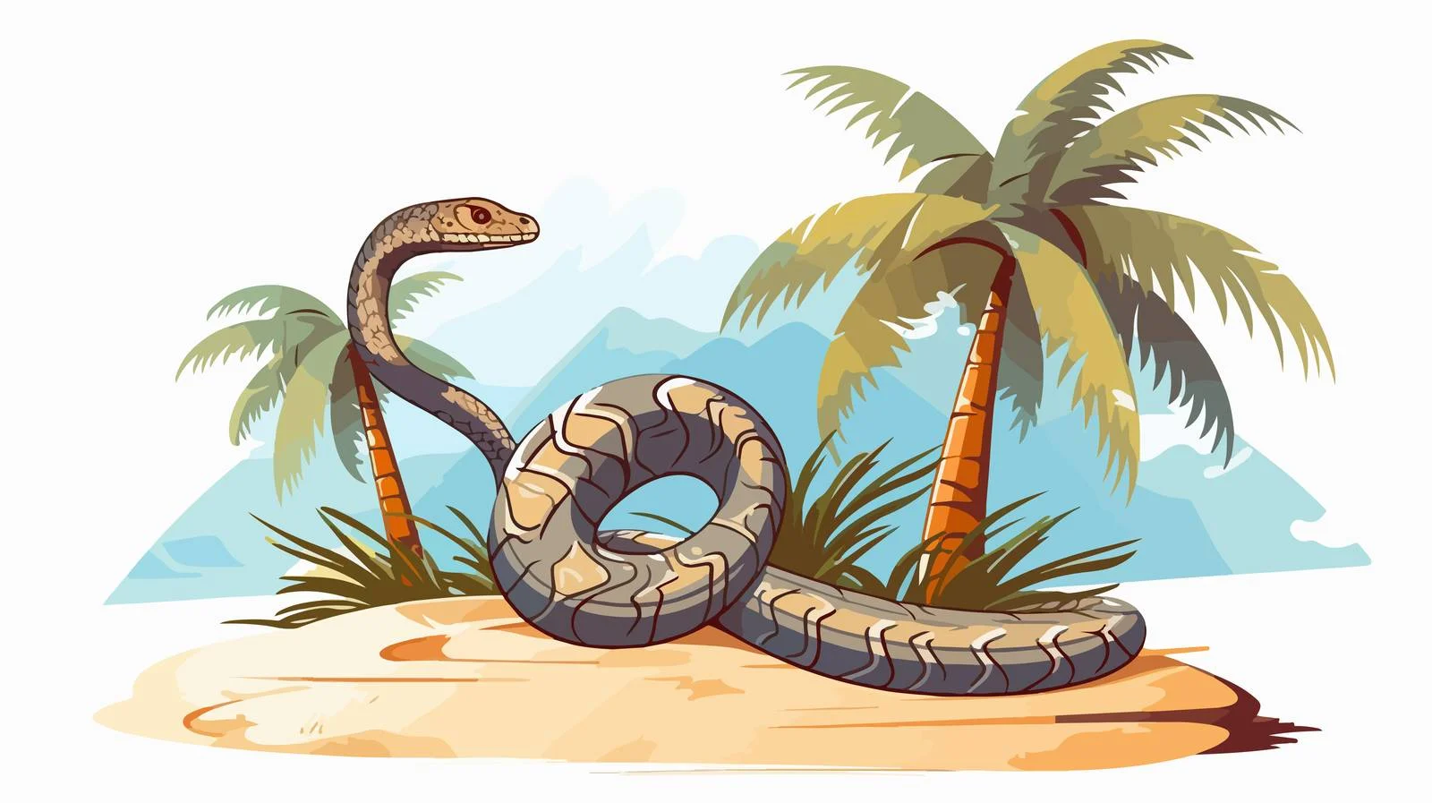 Snake & Palm Flat Vector Illustration — free download from Dotvec