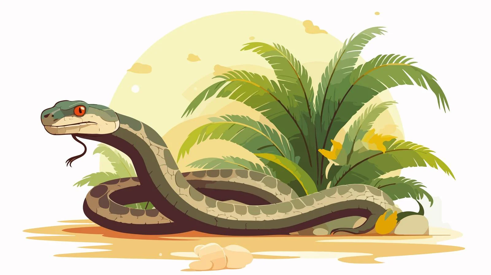 Illustration: Snake Around Palm Tree — free download from Dotvec