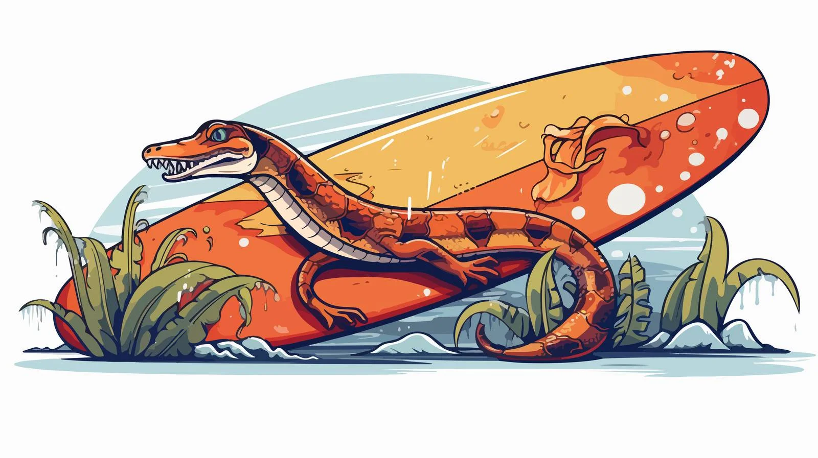 Illustration: Snake on Surfboard — free download from Dotvec