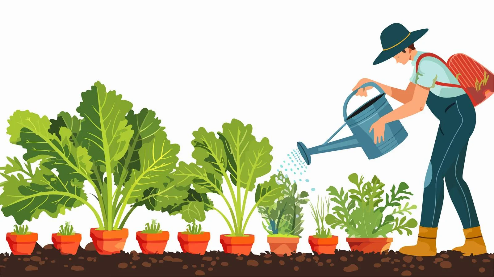 Watering Vegetable Garden with Can — free download from Dotvec