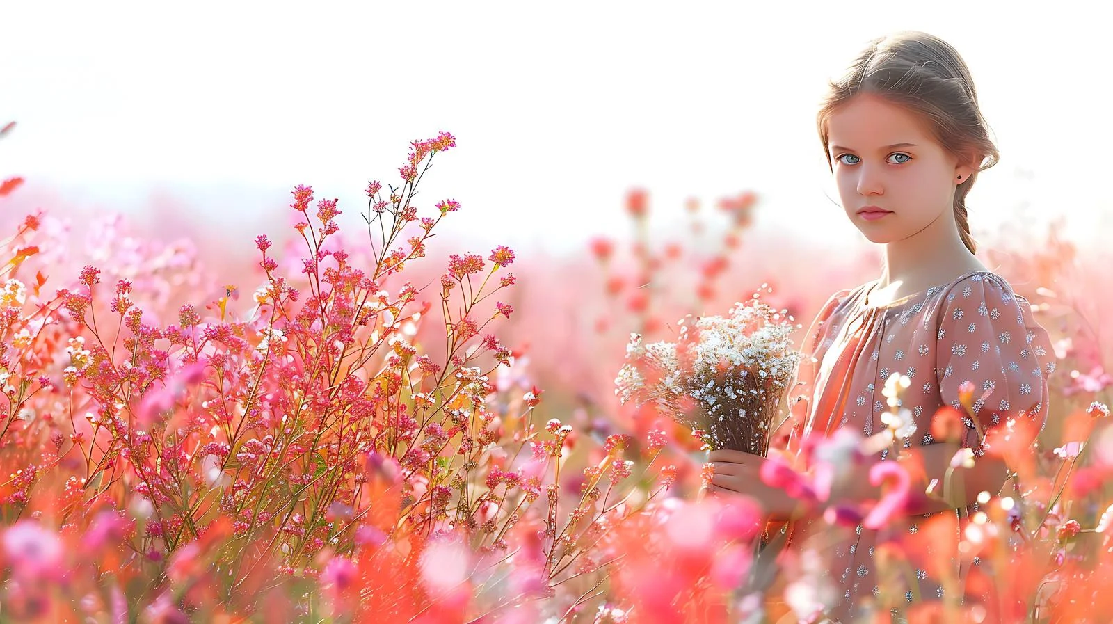 Youthful girl amid blooming Ivan-tea field — free download from Dotvec