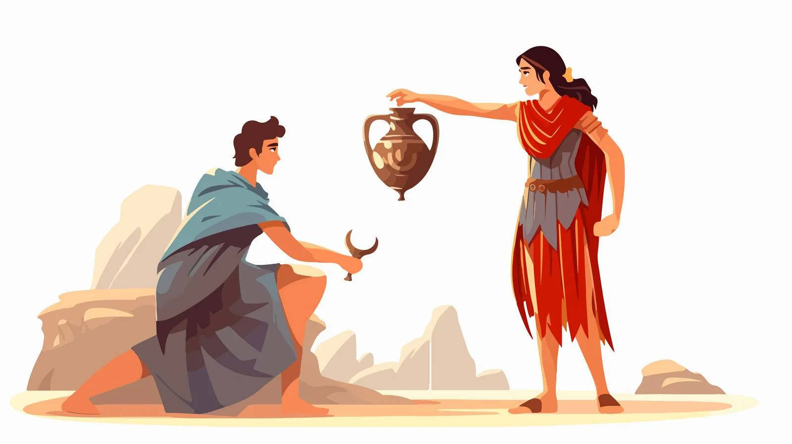 Ancient Greek Woman in Slender Tunic — free download from Dotvec