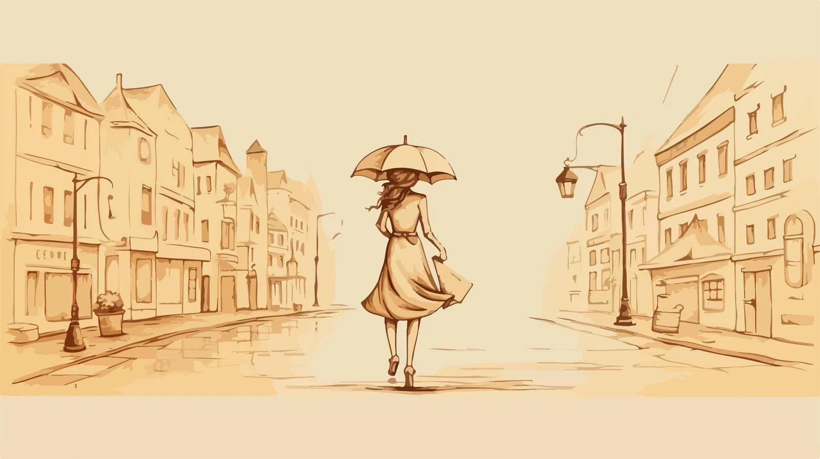 Stylish Girl with Umbrella Image — free download from Dotvec