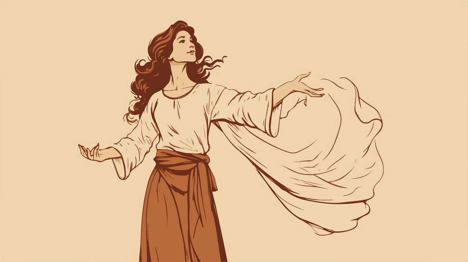 Young Woman Gesturing in Tunic — free download from Dotvec