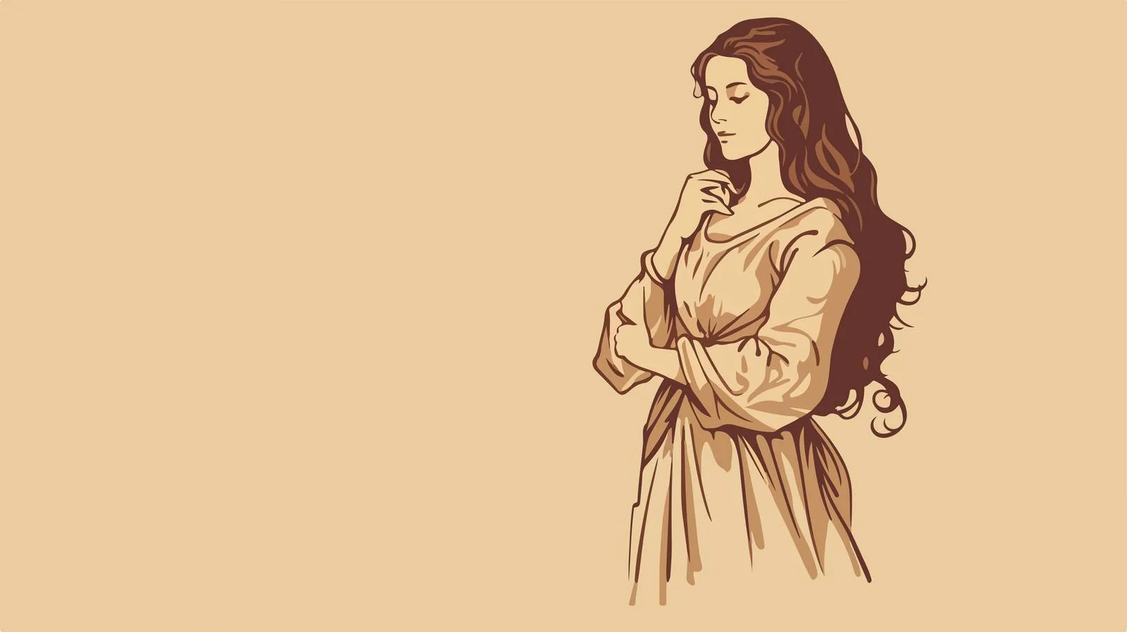 Expressive young woman in tunic gesture — free download from Dotvec