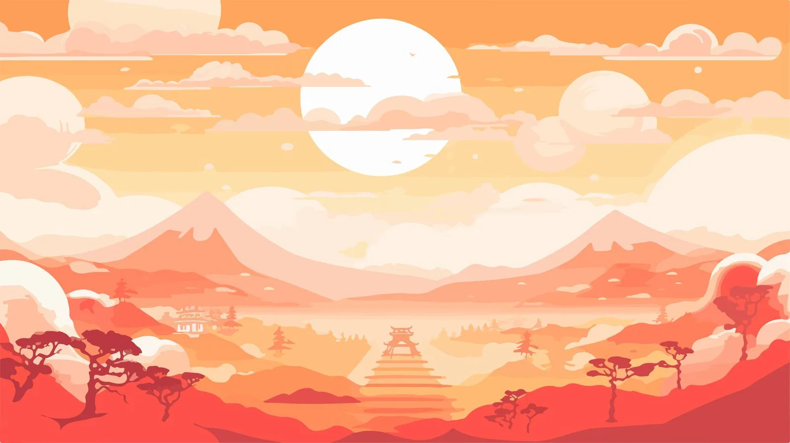 Japanese Style Sunlight Abstract Cartoon Background — free download from Dotvec