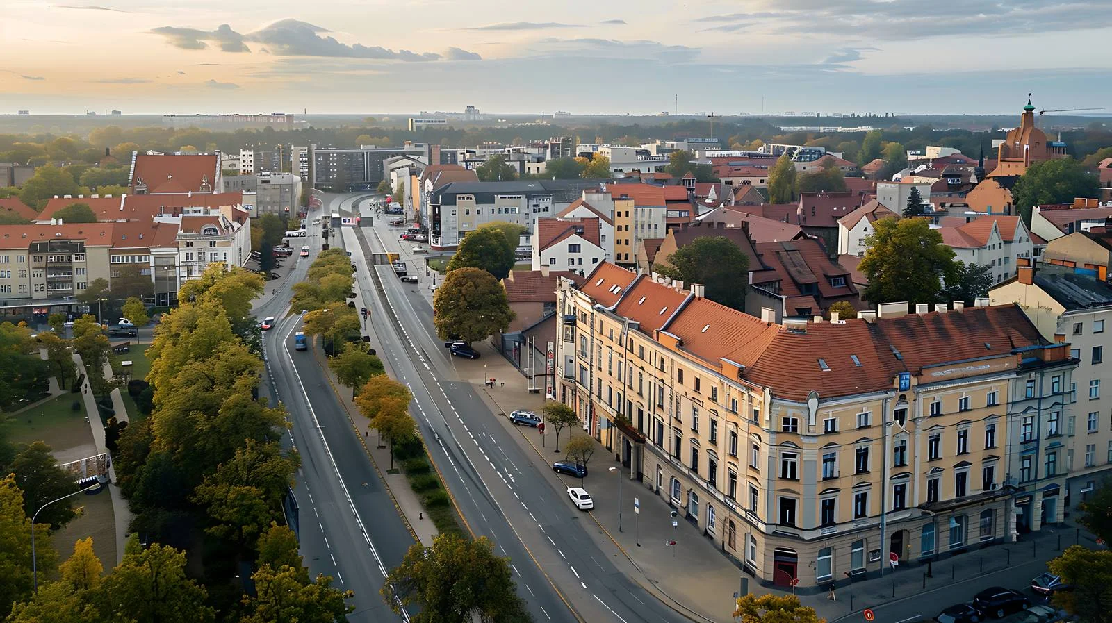 Urban Landscape Aerial View in Lodz City — free download from Dotvec