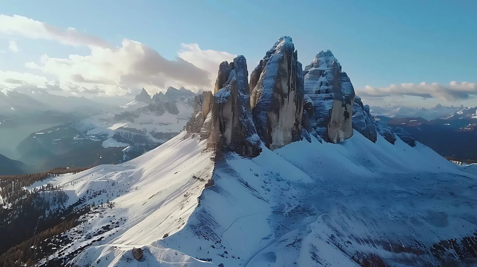 Breathtaking Aerial View of Tre Cime di Lavaredo — free download from Dotvec