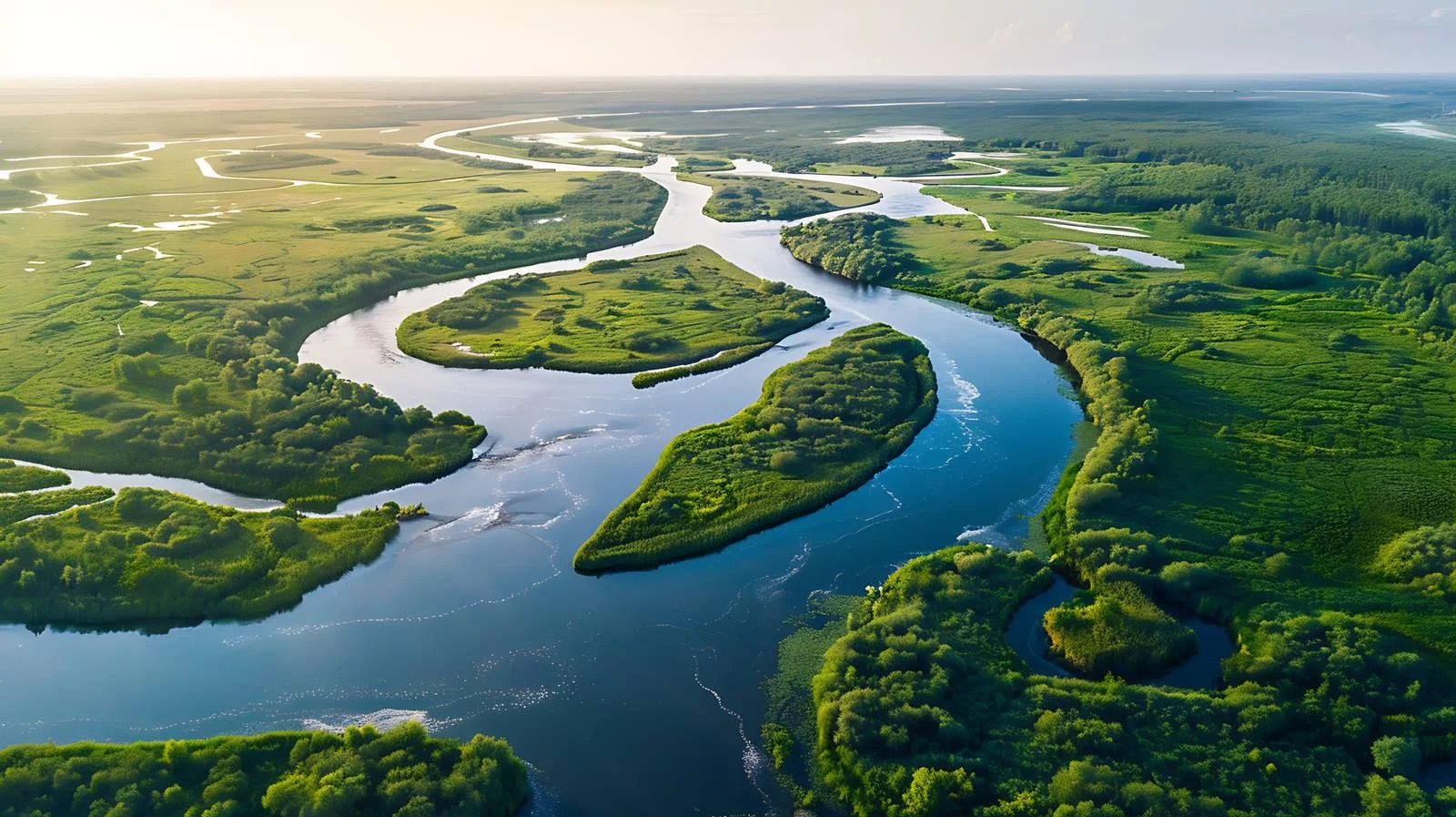Tranquil river flowing through summer landscape — free download from Dotvec