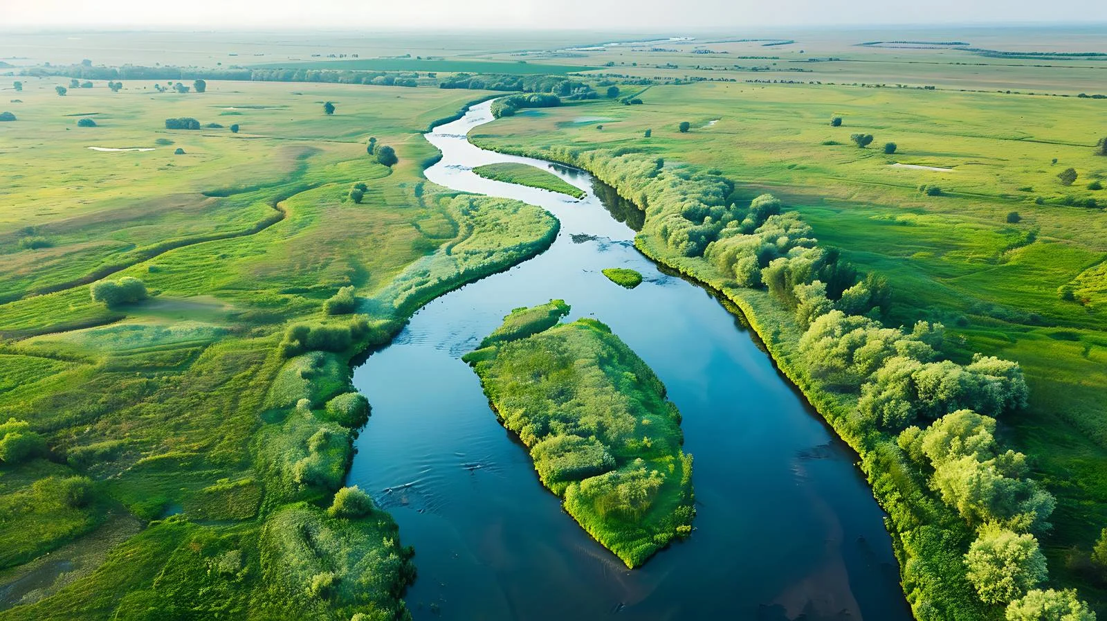 Serene Aerial View of Summer River — free download from Dotvec