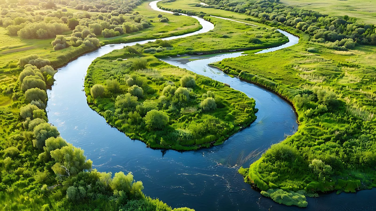 Serene Aerial View of Summer River — free download from Dotvec