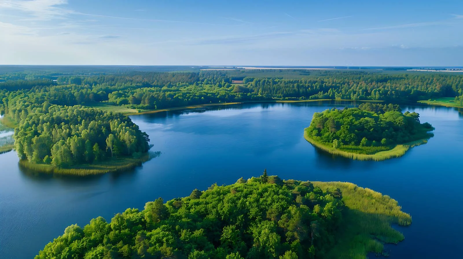 Scenic aerial view of Masurian Lake — free download from Dotvec