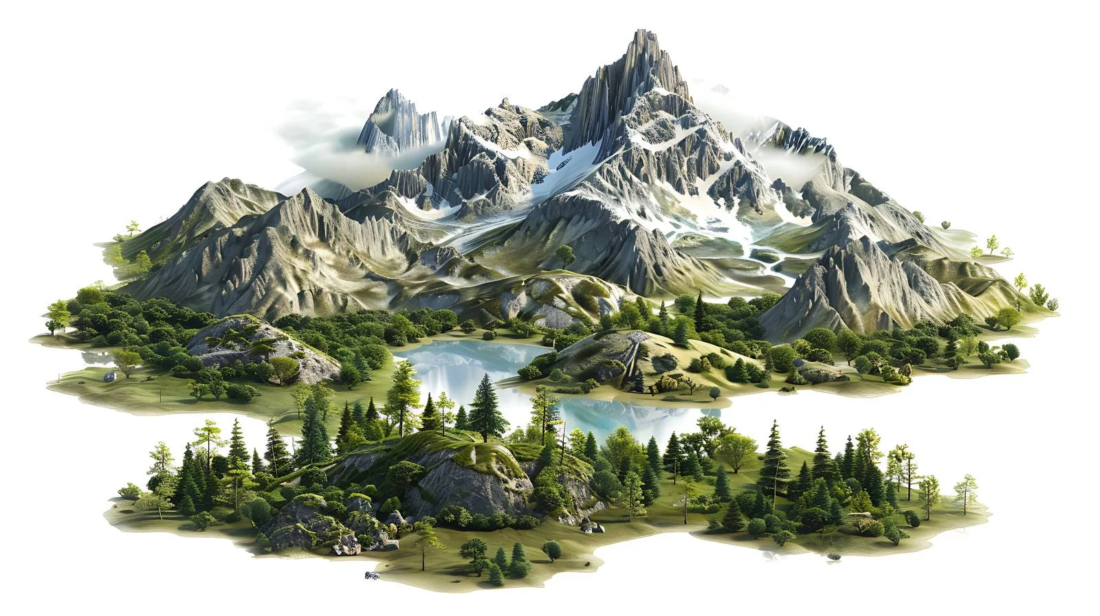 Serenity of Aerial Landscape on White Background — free download from Dotvec